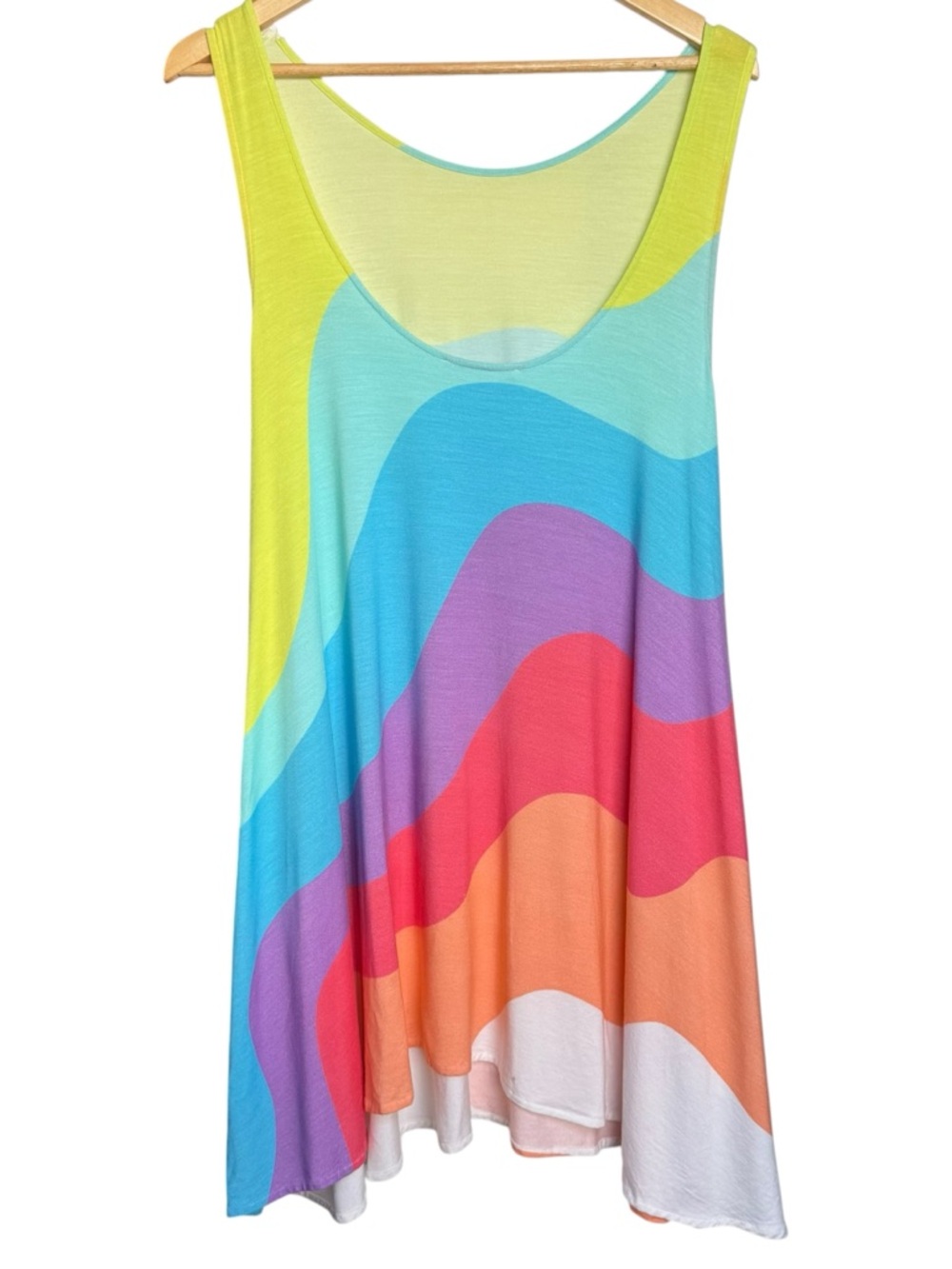 Mara Hoffman Rainbow Swim Beach Coverup Dress Size Medium Asymmetrical Hem Tunic - Picture 3 of 16